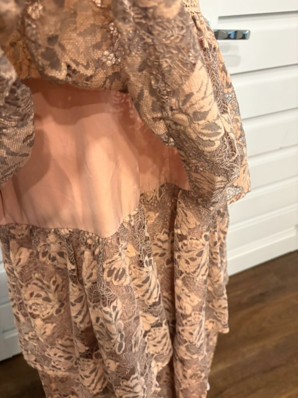 Petal & Pup Shania Brown Lace Bustier Tiered Maxi Dress Size M - Picture 8 of 13